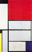 Composition with Black, Red, Gray, Yellow, and Blue